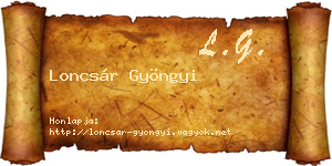 Loncsár Gyöngyi névjegykártya